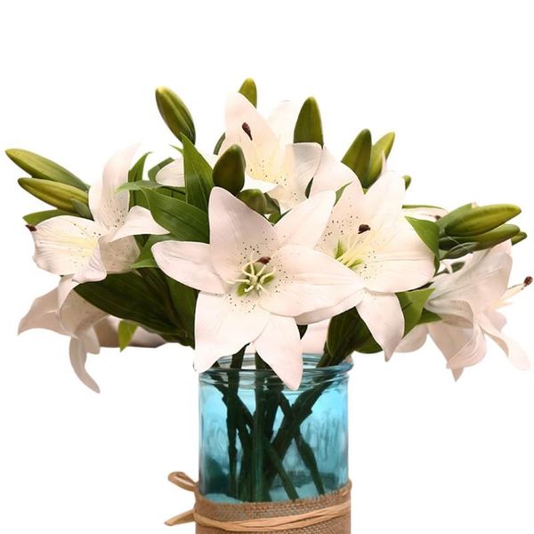 

decorative flowers & wreaths 3-heads artificial touch lily latex wedding bridal bouquets diy party