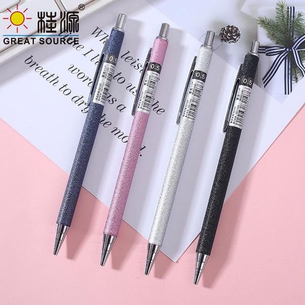

ballpoint pens 2pcs metal case automatic pencil student 0.5mm lead 0.7mm propelling, Blue;orange