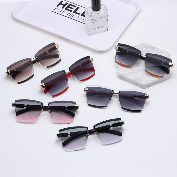 

sunglasses 1pc candy color uv400 oversized square rimless frame sun glasses shades women fashion gradient travel eyewear, White;black