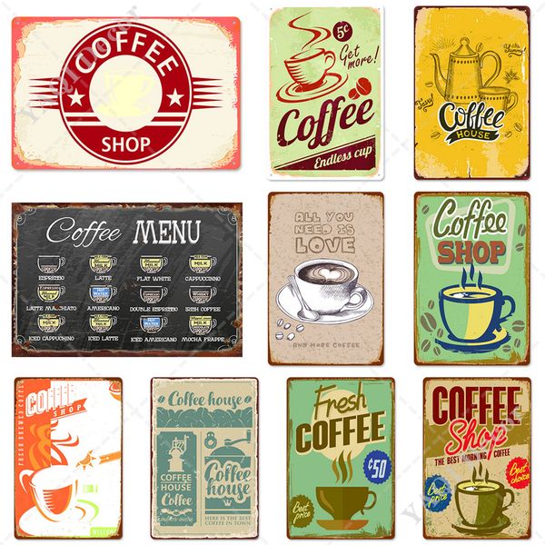 

vintage coffee metal sign tin sign plaque wall decor for kitchen coffee bar cafe retro metal posters iron paintinga