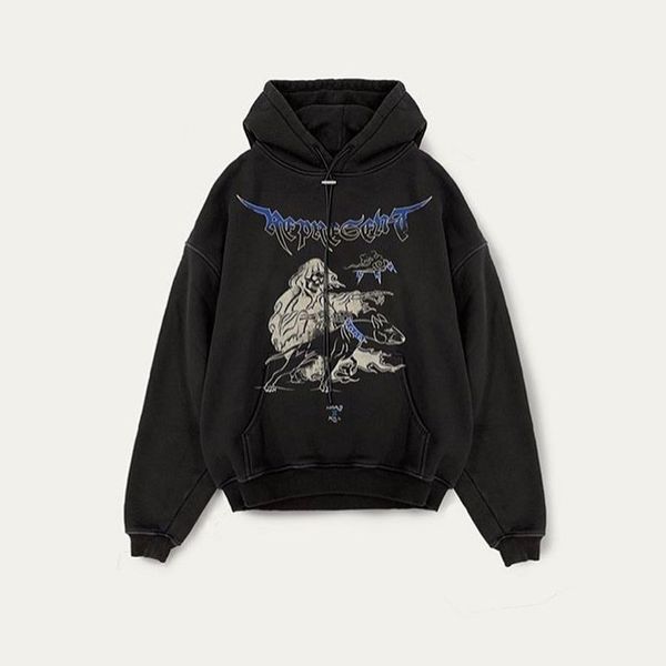 

2021 new 21ss hoodie100% cotton 1:1 sweatshirt men women kanye west hip hop represent pullover 0330, Black