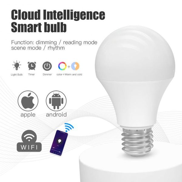

bulbs 15w wifi bluetooth control smart light bulb e27 b22 dimmable rgb+cct voice work with alexa google home
