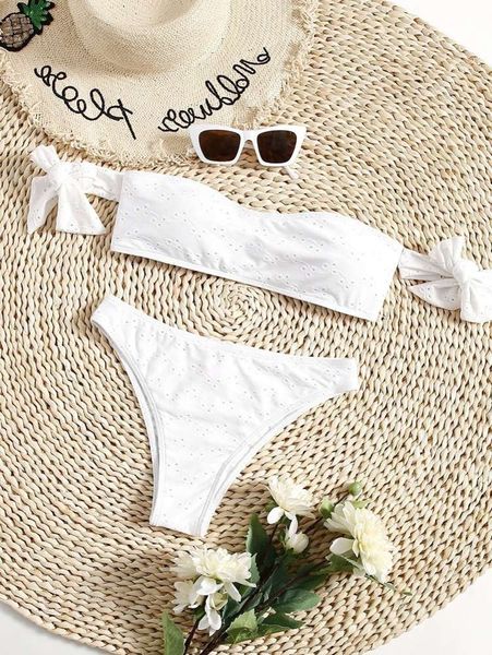 

jacquard small sleeve bikini women's swimsuit, White;black