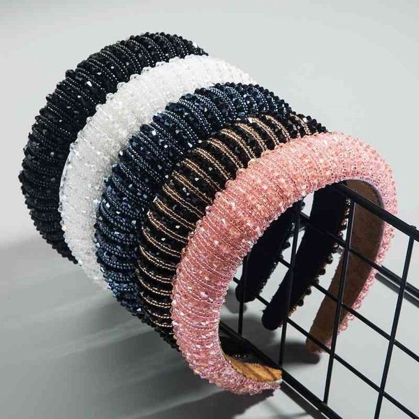 

ming band hand ho woven beaded headband female baroque sponge bundle korean version net hongsen hair accessories, Black;brown