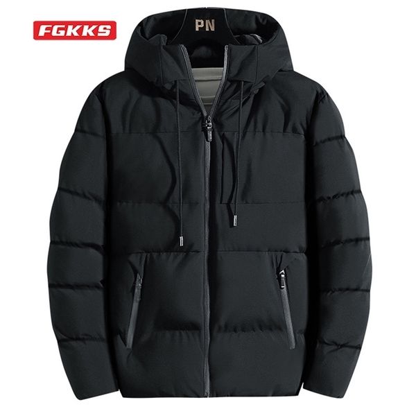 

fgkks cotton padded jacket men's autumn and winter jackets casual clothing plus size hooded thick warm parkas coat men 211023, Black