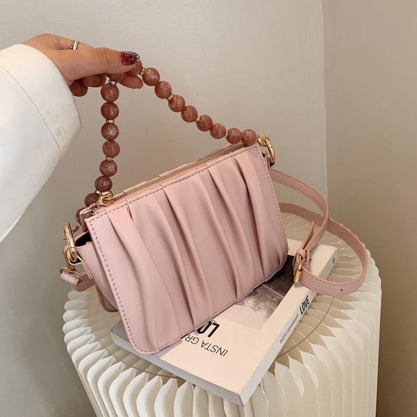 

cross body fashion folds beading flap bags for women 2021 pu leather female designer crossbody bag sac femme shoulder purses