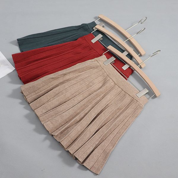 

new autumn 2021 winter knit sweater pleated skirts women mini umbrella strechable high waist a-line above knee skirt 3hgy, Black