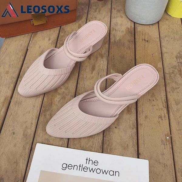 

slippers leosoxs women's summer casual slope with sandals and thick-soled mother breathable x251, Black