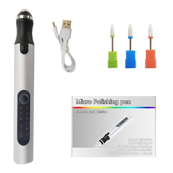 

nail drill & accessories electric polishing tools kit with ceramic bits usb rechargeable cordless adjustable machine engraving pen