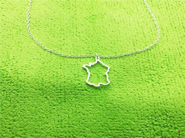 

pendant necklaces country geography map france necklace charm hollow outline european pride french paris for souvenir gift, Silver