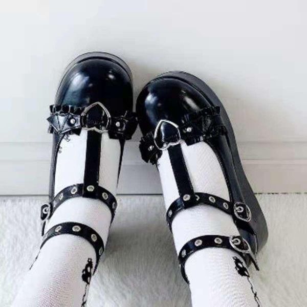 

dress shoes platform lolita kawaii pu bowknot demon dark goth punk devilian little bat style loli cosplay high heel 5.5cm, Black