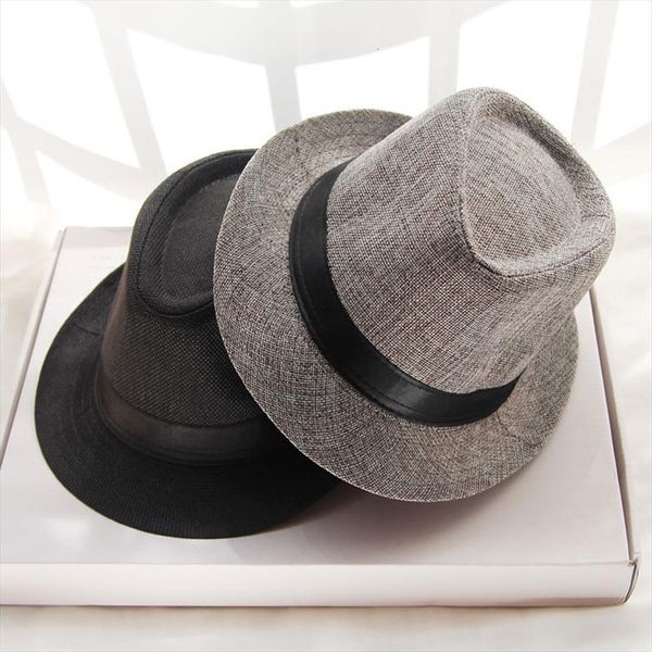 

panama hat women men solid summer linen sun protective foldable breathable casual cap for cotton jazz fedora, Blue;gray