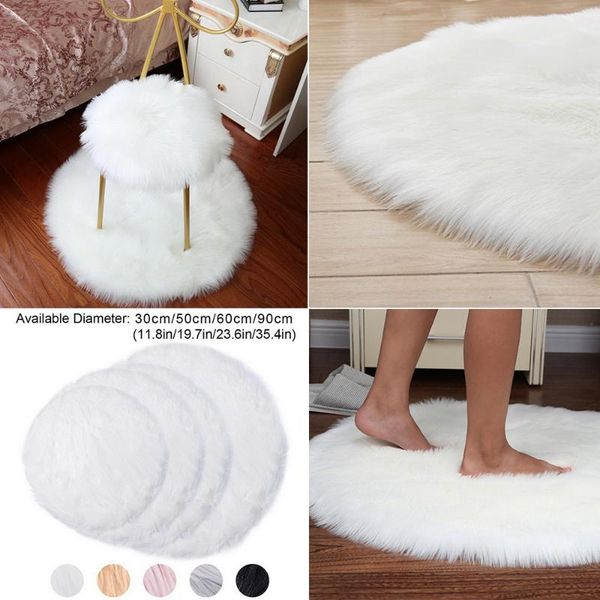 

carpets 30/50/60/90cm long plush fur wool area rugs living room sofa carpet blanket bedroom chair cover door window round mat home decor