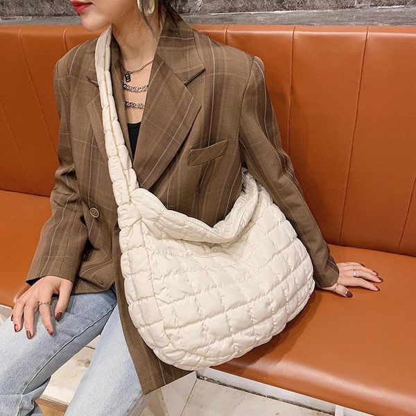 

evening bags brand down filling women shopping shoulder designer high capacity female crossbody handbags winter casual shopper tote bag
