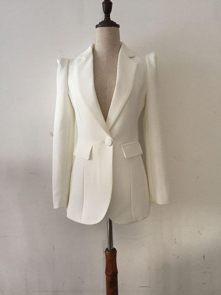 

fashion designer black blazer jacket office work single button outwear elegant, White;black
