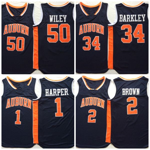 

ncaa college basketball jersey men's youth #1 harper #50 wiley #2 brown #34 barkley sewing embroidery jersey customization, Black