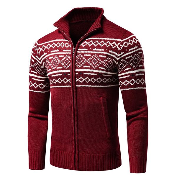 

men 2021 autumn new casual jacquard half zip polo sweater cardigan jacket men winter long sleeve mock neck sweater pullover men, White;black