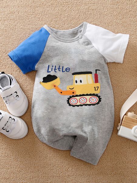 

yierying baby cartoon embroidery raglan sleeve romper she, Blue