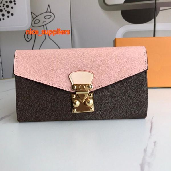 

2021 luxurys designers purse woman fashion clutch wallet s-shaped lock classic pallas wallet bag card holder purse with box dust bag, Red;black