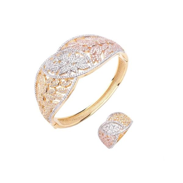 

bangle luxury fashion classic multicolor bracelet ring copper zircon jewelry bride wedding party in dubai, africa b1106, Black