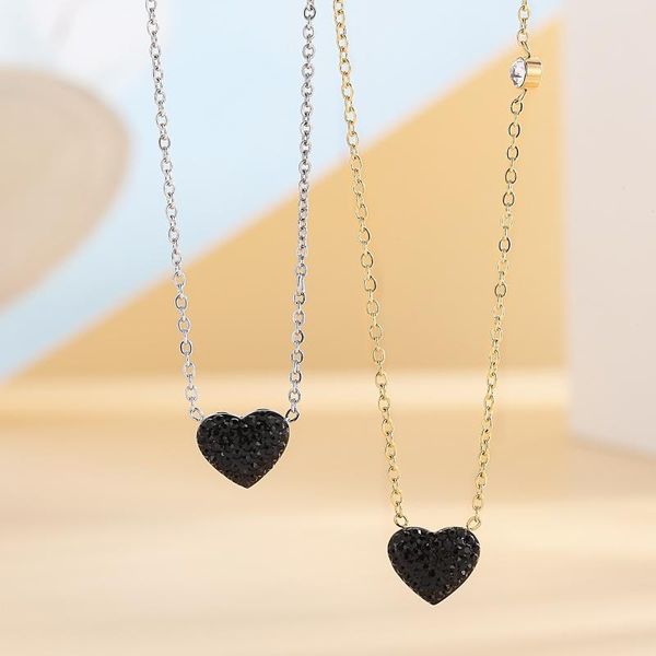 

pendant necklaces retro black heart dainty necklace gold silver color choker for women jewelry gift