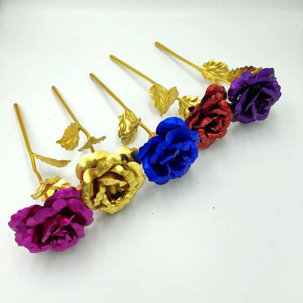 

24k gold foil plated rose flower 2021 christmas gifts lasts forever rose for lover's wedding day gifts home decoration