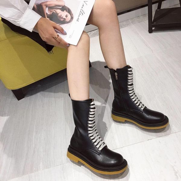 

boots 13 hole 16 women winter warm fur shoes ankle 2021 bandage punk riding for low heel, Black