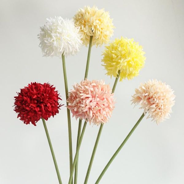 

decorative flowers & wreaths simulation table tennis chrysanthemum artificial silk flower wedding party background decoration home garden ar