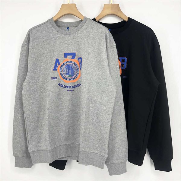 

hoodies ader 2021ss letter college style men's and women's architectural embroidery sweater loose fashion, Black