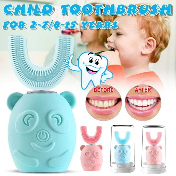 

smart electric toothbrush for children 360 degrees u type silicon chargeable automatic ultrasonic teeth tooth brush cartoon