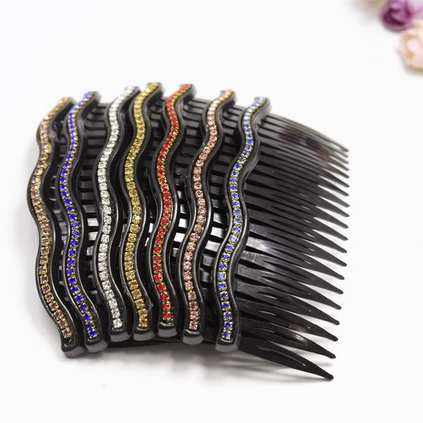 

wavy hair ornament with diamond combs, curly hair with teeth,  teeth, pure black hairpin, Golden;silver