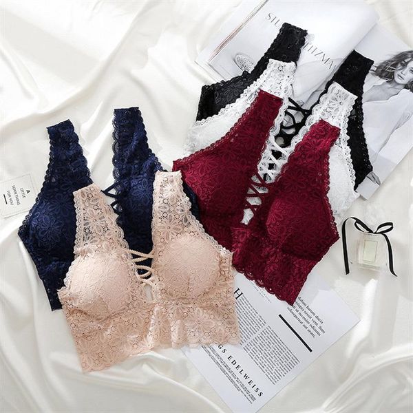 

camisoles & tanks ladies big size 3/4 cup lace push up bra black bralette deep v women's bras underwear large, Black;white