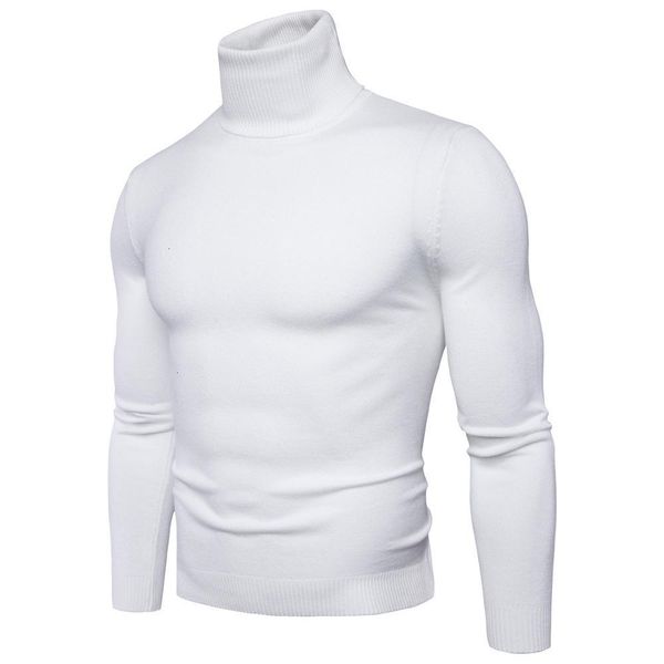 

new 2021 long sleeve sweater man style slim knitted white high neck sweaters 7fx6, White;black