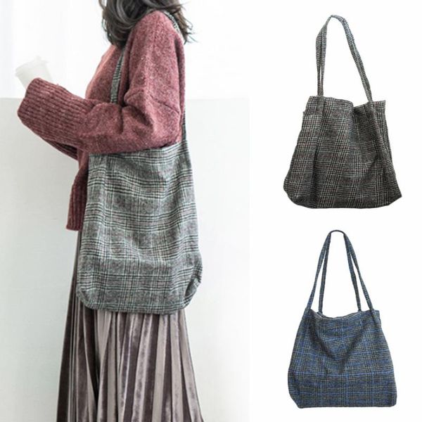 

clutch bolsos women's plaid handbags large shoulder new bag tote ladies capacity crossbody canvas woolen mujer sxkqg
