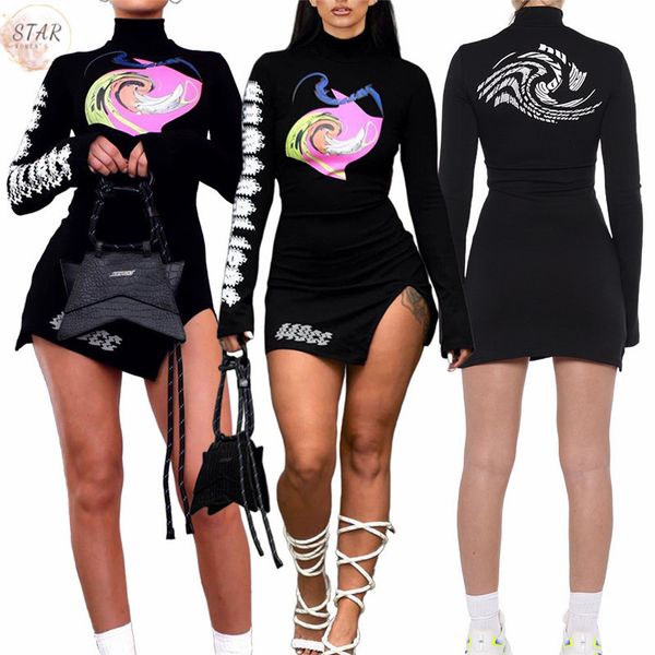 

new mini es for women 2021 black bodycon stretch print cool street wear night club outfits wholesale dropshipping 0kte, Black;gray