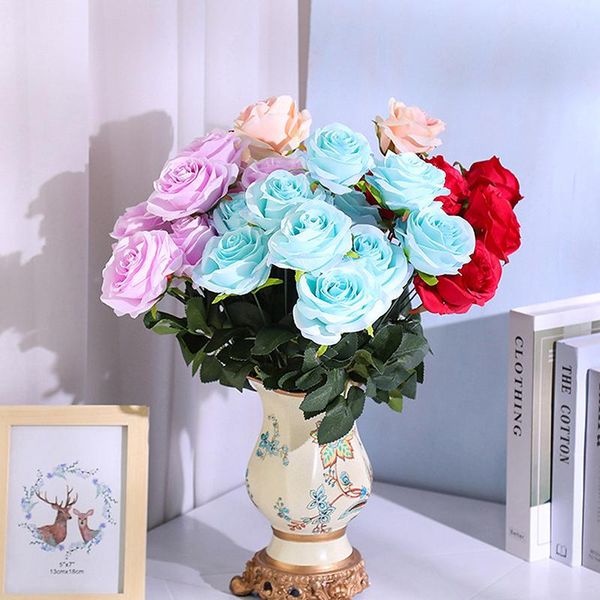 

decorative flowers & wreaths artificial roses 10 heads arrangement silk bouquet vintage fake peony wedding bride decoration home decor