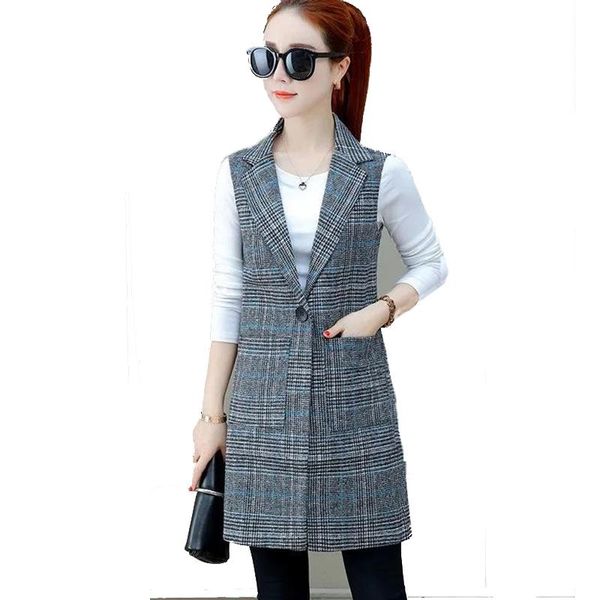 

women's vests 2021 spring autumn plus size vest women office lady sleeveless 3xl female mid-length waistcoat, Black;white