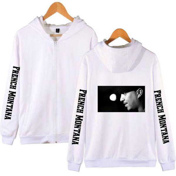 

men's hoodies & sweatshirts french montana zipper women/men long sleeve hooded sweatshirt casual streetwear clothes, Black