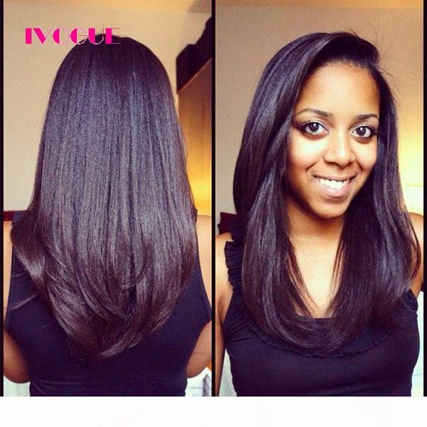 

light italian yaki straight u part human hair wigs glueless virgin peruvian unprocessed remy human hair upart wigs left u shaped, Black;brown