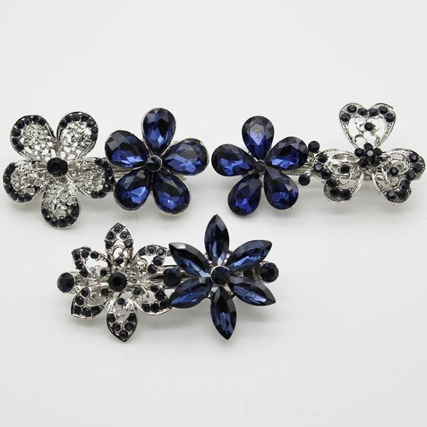 

hair clips & barrettes fashion headwear crystal rhinestone hairpin tide women blue accessories jewelry lady girl wedding hairpins, Golden;silver