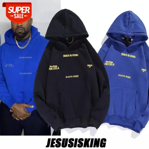 

jesus is king kanye west hooded sweatshirt blue black 3d foam printed men women pullover hoody #xv9u
