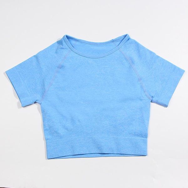 

yoga outfit seamless women fitness sports shirts workout short sleeve crop gym clothing push up exercise athleticwear t-shirts