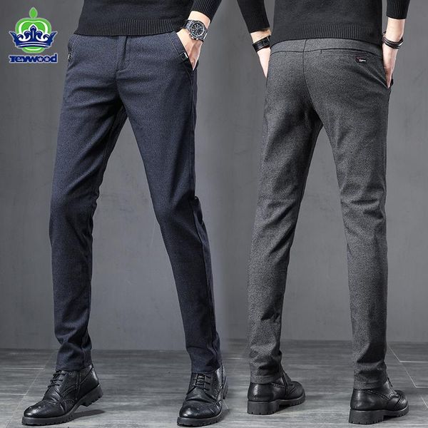 

men's pants 2021 autumn winter men stretch casual slim fit cotton thick navy blue jogger business classic korean trousers male 28-38, Black