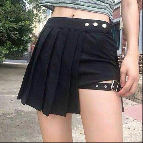

punk harajuku women black cargo skirt fashion streetwear women grunge a line mini high waist skirts drop shipping