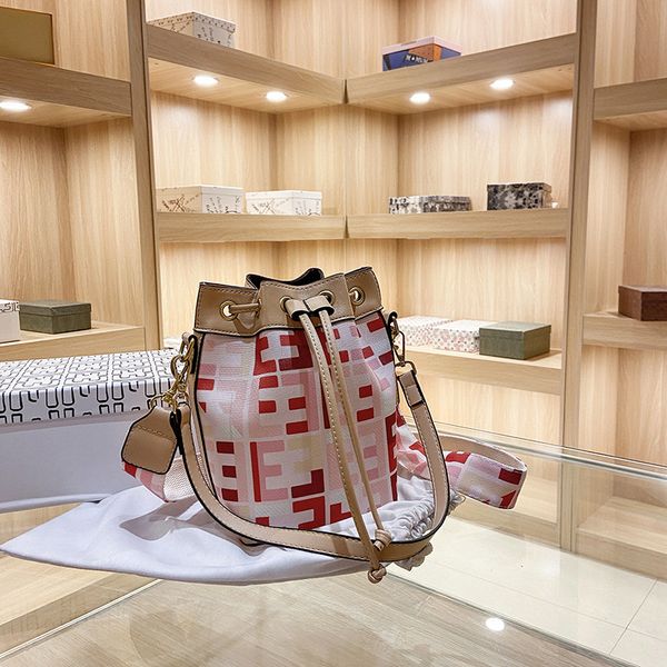

new fashion embroidered letter portable bucket bag women's style color drawstring mini messenger outlet black friday