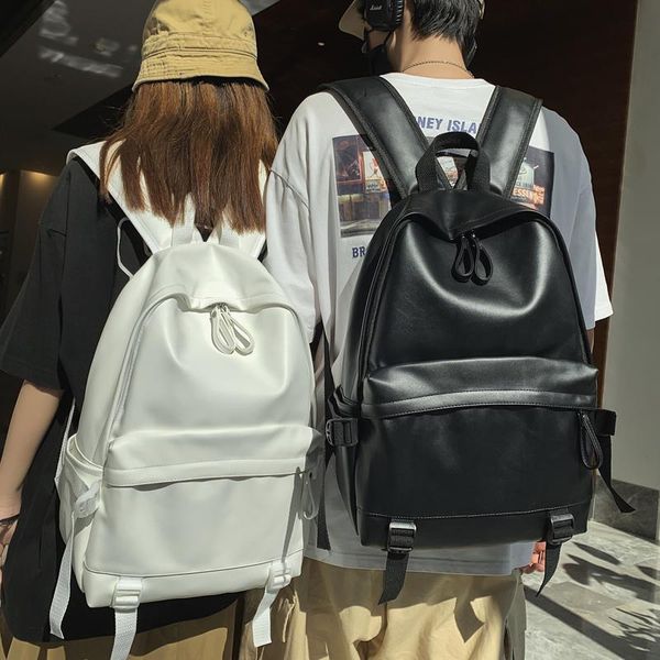 

backpack original aizatly schoolbag couple ins style korean college student high school retro pu simple versatile
