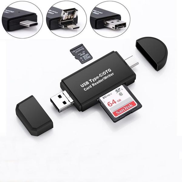 Lettore di schede di memoria MINI USB 2.0 OTG Adattatore per lettore di schede Micro SD/SDXC TF Adattatore da micro USB OTG a USB 2.0 per PC Laptop Computer 5 in 1