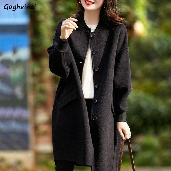 

women's wool & blends women coats plus size 3xl black loose single breasted elegant female trendy overcoat all-match autumn outwear lei