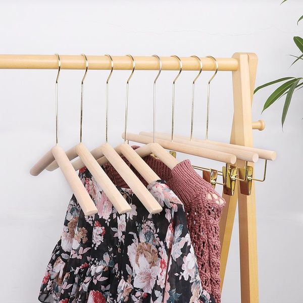 

hangers & racks 5pcs solid wood clothes hanger non-slip trousers dress drying rack home clothing store wardrobe storage clip