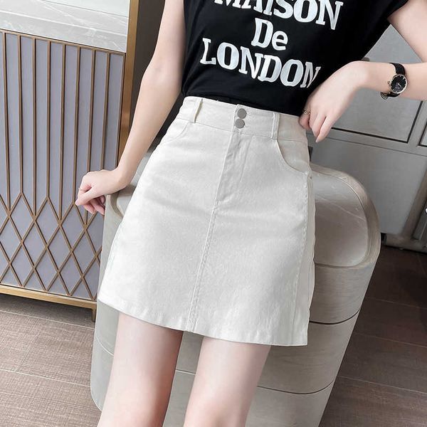 

summer 2021 white fashion denim skirt women's a-line bag hip high waist short, Black;gray